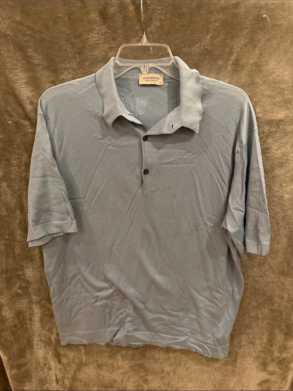 John Smedley Blue Short-Sleeve Polo